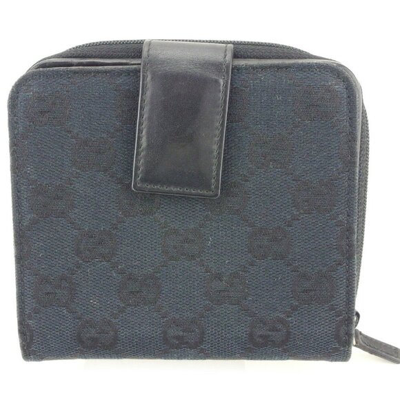 GUCCI Two-fold wallet GG canvas canvas x leather Authentic used - Picture 1 of 8